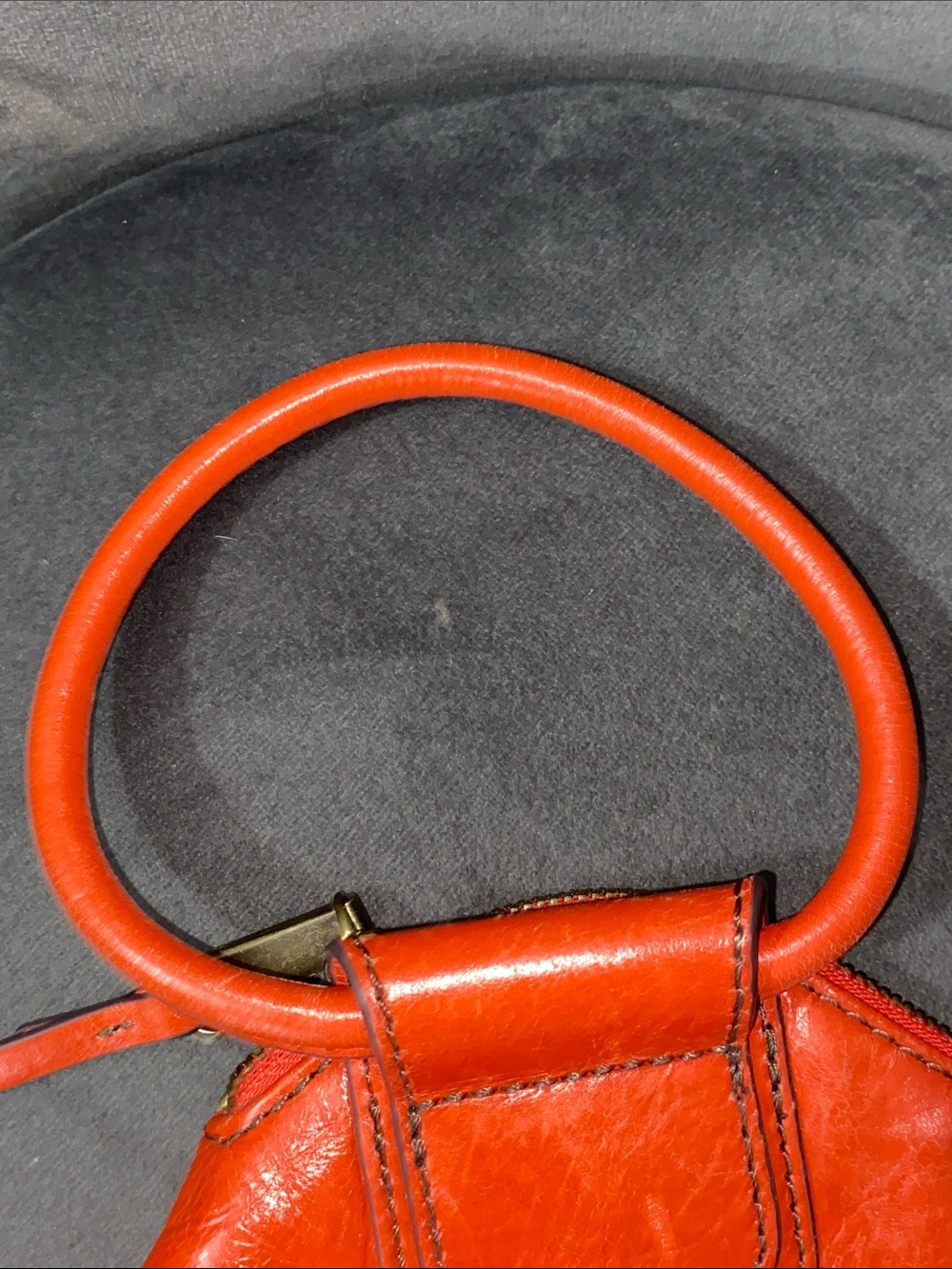 HOBO Orange Leather Ring-Handle Wristlet - Picture 8 of 9
